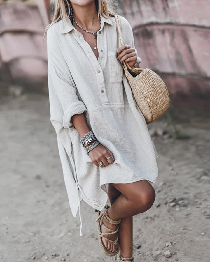 DALIA - ROBE CHEMISE CHIC EN MÉLANGE
