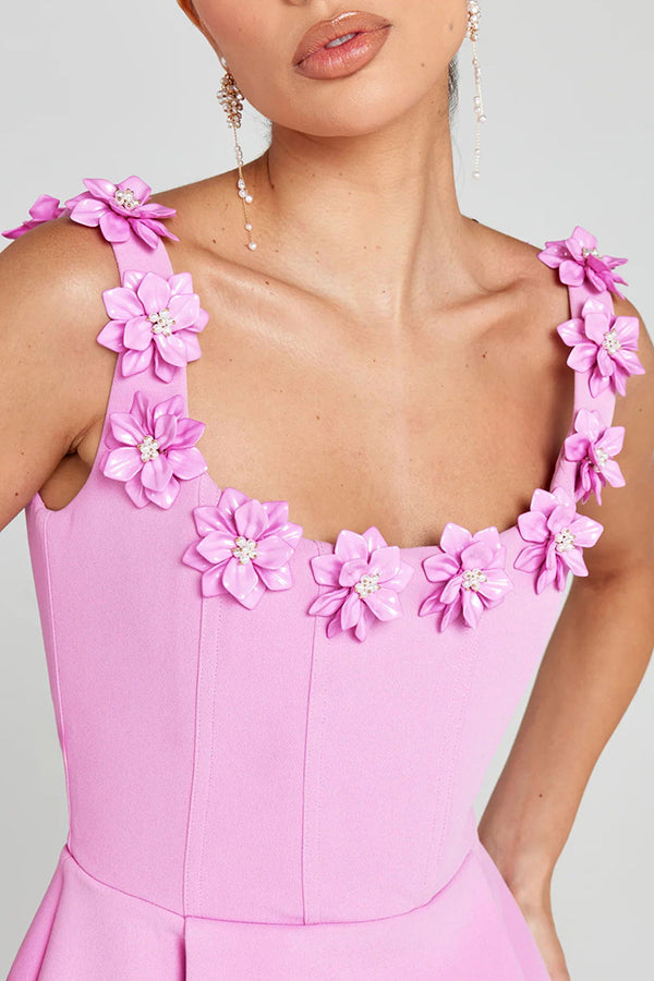 Cindy | Robe mini féminine avec appliques florales