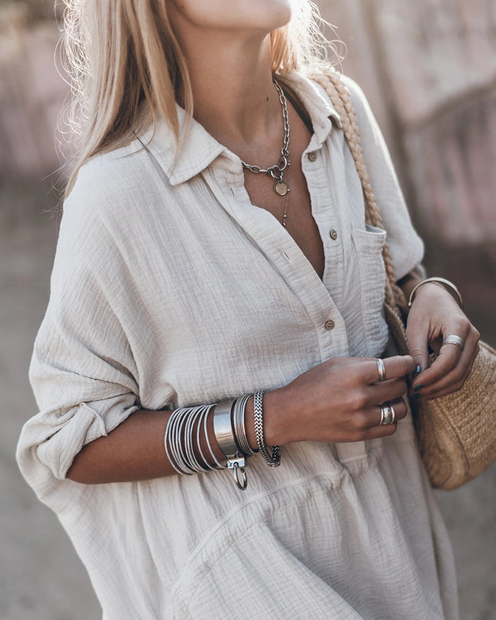 DALIA - ROBE CHEMISE CHIC EN MÉLANGE