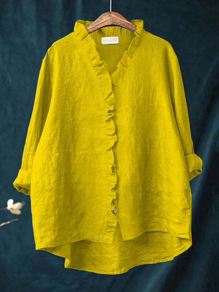 Florine | Blouse en Coton et Lin avec Volants