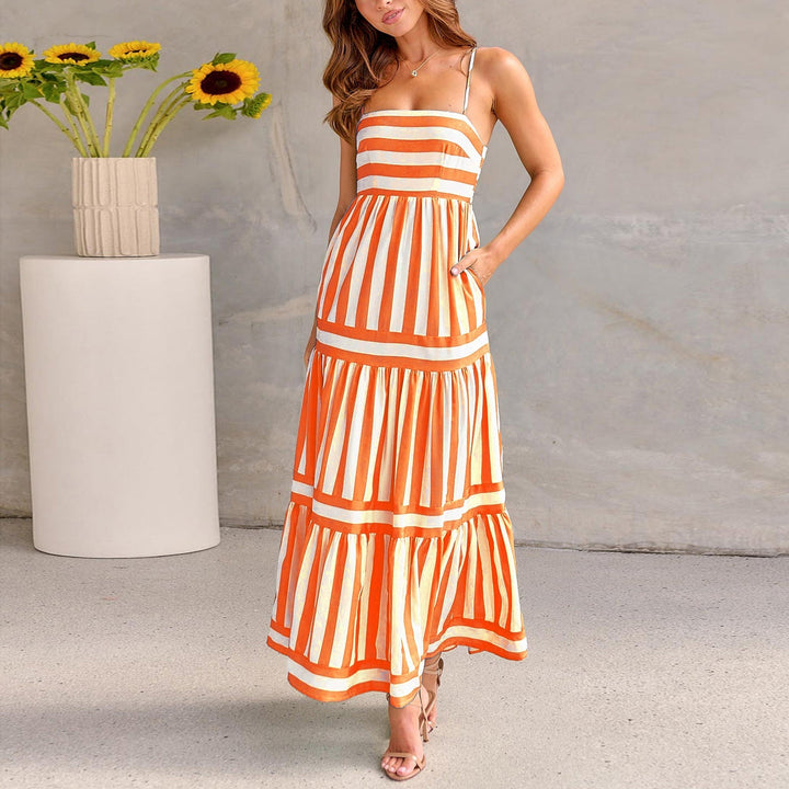 Marisol | Robe maxi rayée avec bretelles et poches