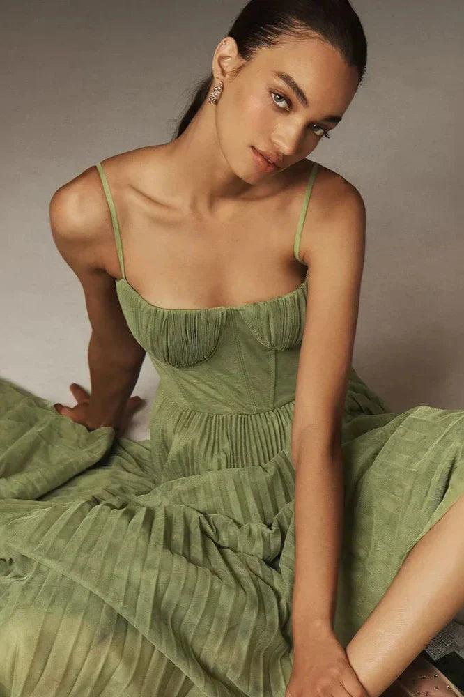 Isabella | Robe midi en tulle plissé