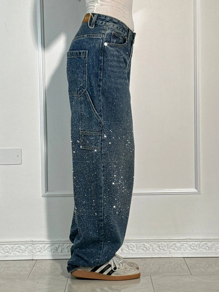 Solène | Pantalon Taille Haute à Jambes Larges avec Boutons Élégants