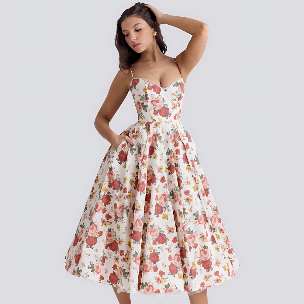 Karolina | Robe Longue Romantique aux Détails Élégants