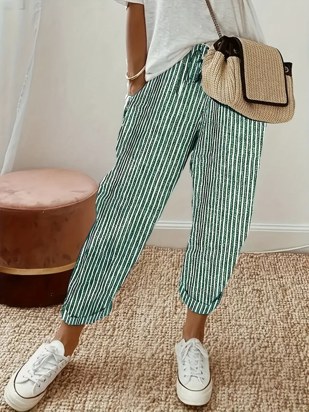 Sanna™ – Pantalons Amples avec Rayure Élégante