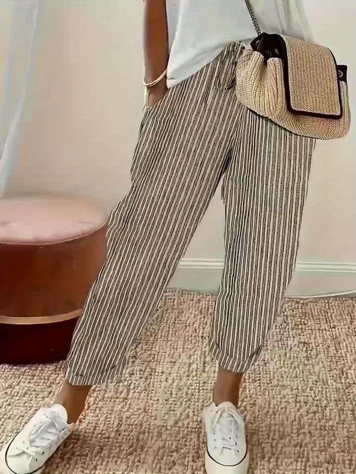 Sanna™ – Pantalons Amples avec Rayure Élégante