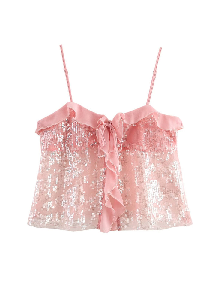 Claris : Haut à col halter en sequins