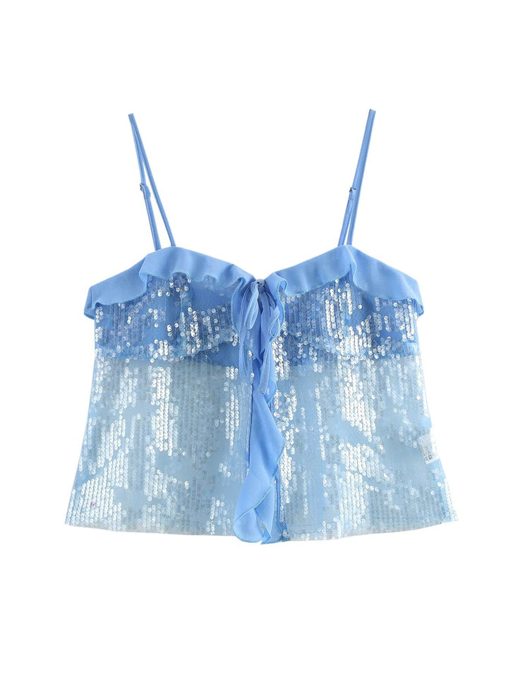 Claris : Haut à col halter en sequins