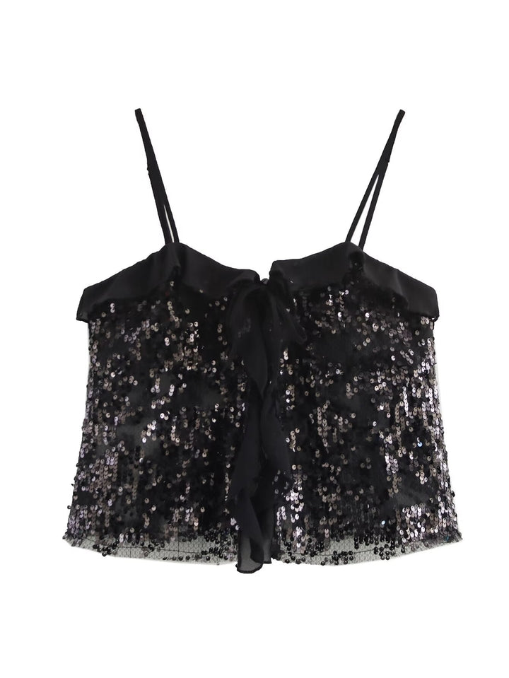 Claris : Haut à col halter en sequins