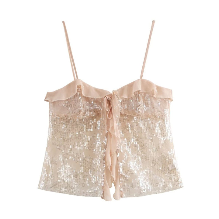 Claris : Haut à col halter en sequins