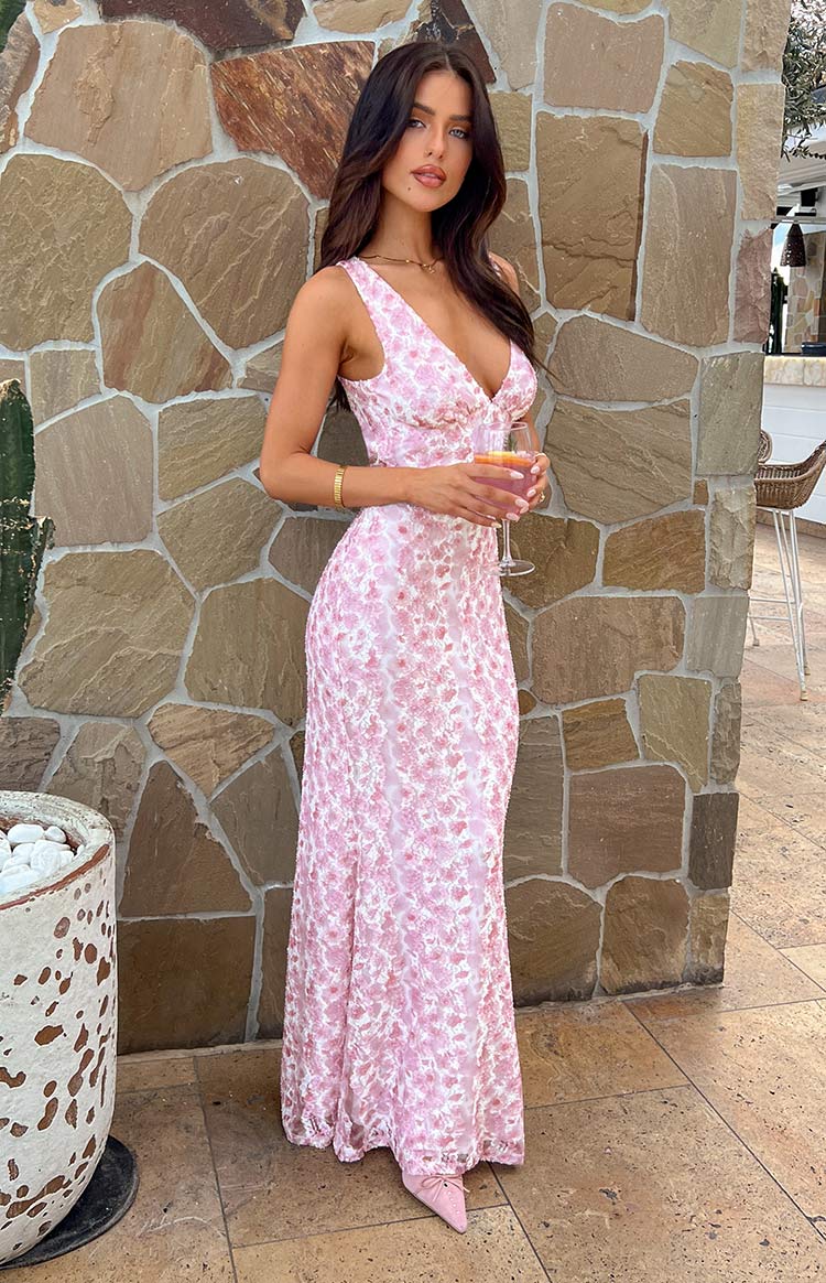 Farida™ | Robe Maxi en Dentelle Rose