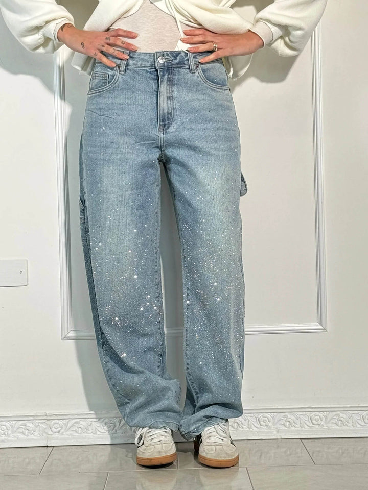 Solène | Pantalon Taille Haute à Jambes Larges avec Boutons Élégants