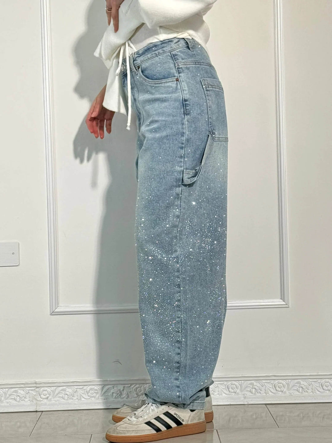 Solène | Pantalon Taille Haute à Jambes Larges avec Boutons Élégants