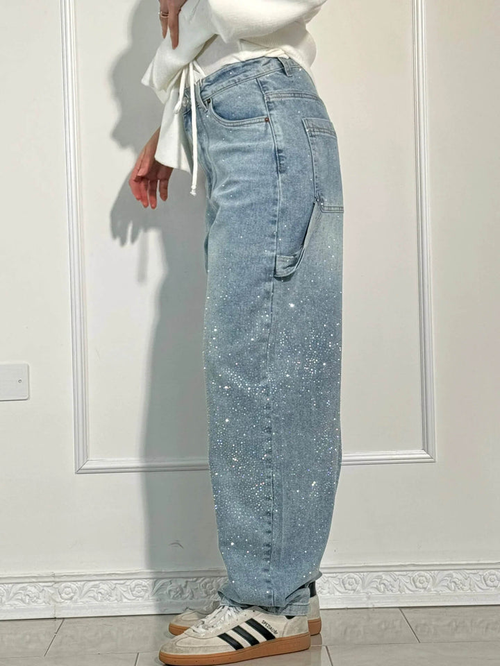 Solène | Pantalon Taille Haute à Jambes Larges avec Boutons Élégants