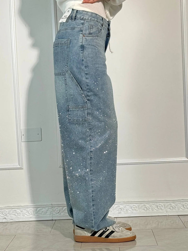 Solène | Pantalon Taille Haute à Jambes Larges avec Boutons Élégants