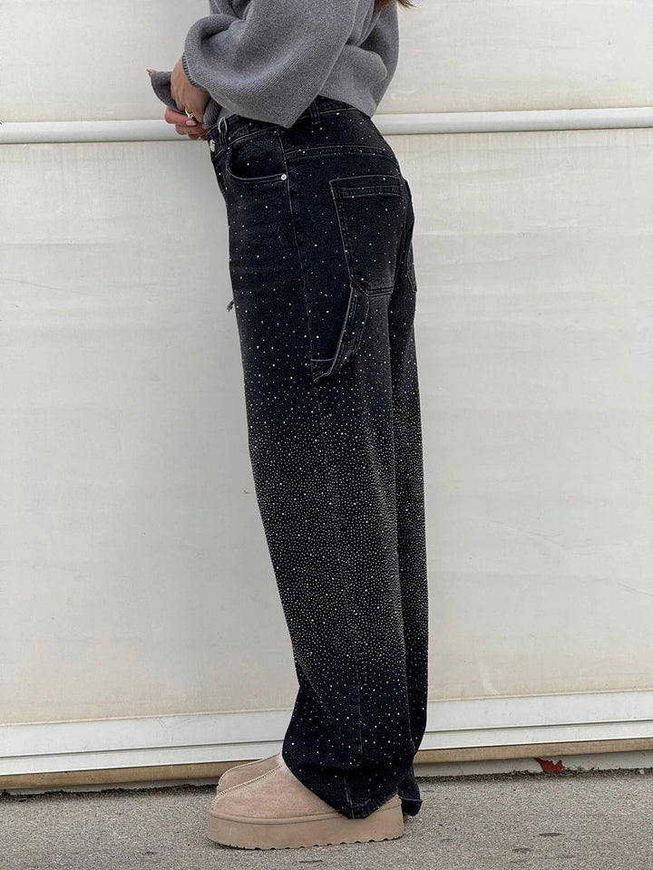 Solène | Pantalon Taille Haute à Jambes Larges avec Boutons Élégants