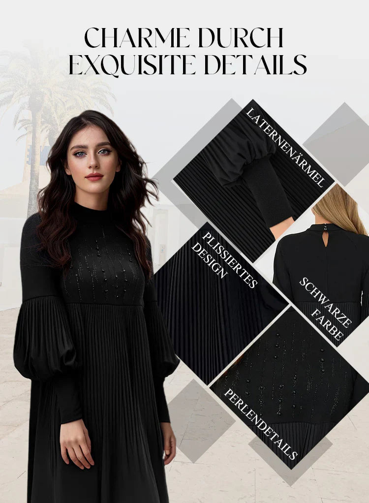 Marlene | Robe Grande Taille avec Col Montant et Manches Lanternes