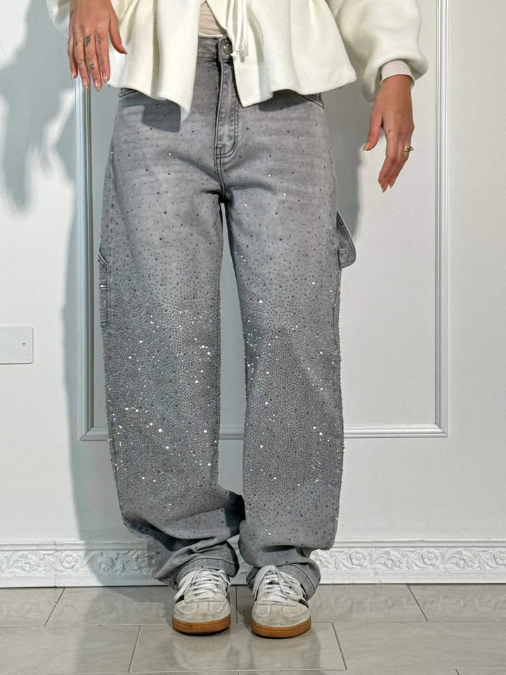 Solène | Pantalon Taille Haute à Jambes Larges avec Boutons Élégants