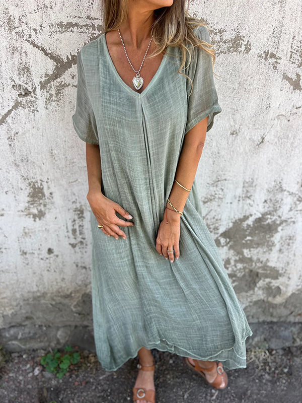 Amber | Robe mi-longue élégante à décolleté en V