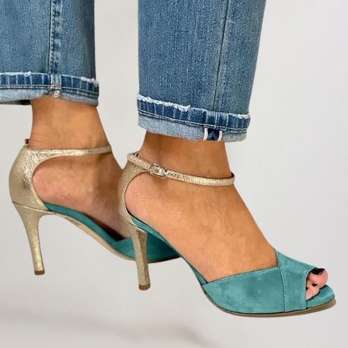 LIV | ESCARPINS PEEP-TOE À TALON HAUT, SANGLE ET FERMETURE
