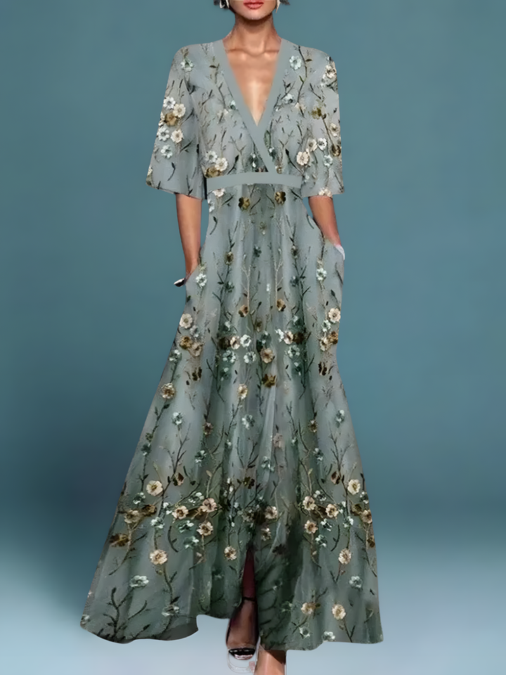 Laure | Robe Portefeuille Élégante Fleurie