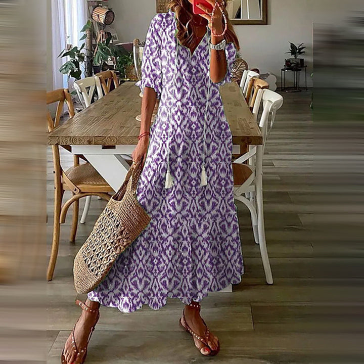 Capucine | Robe Maxi Boho aux Motifs Rétro Élégants
