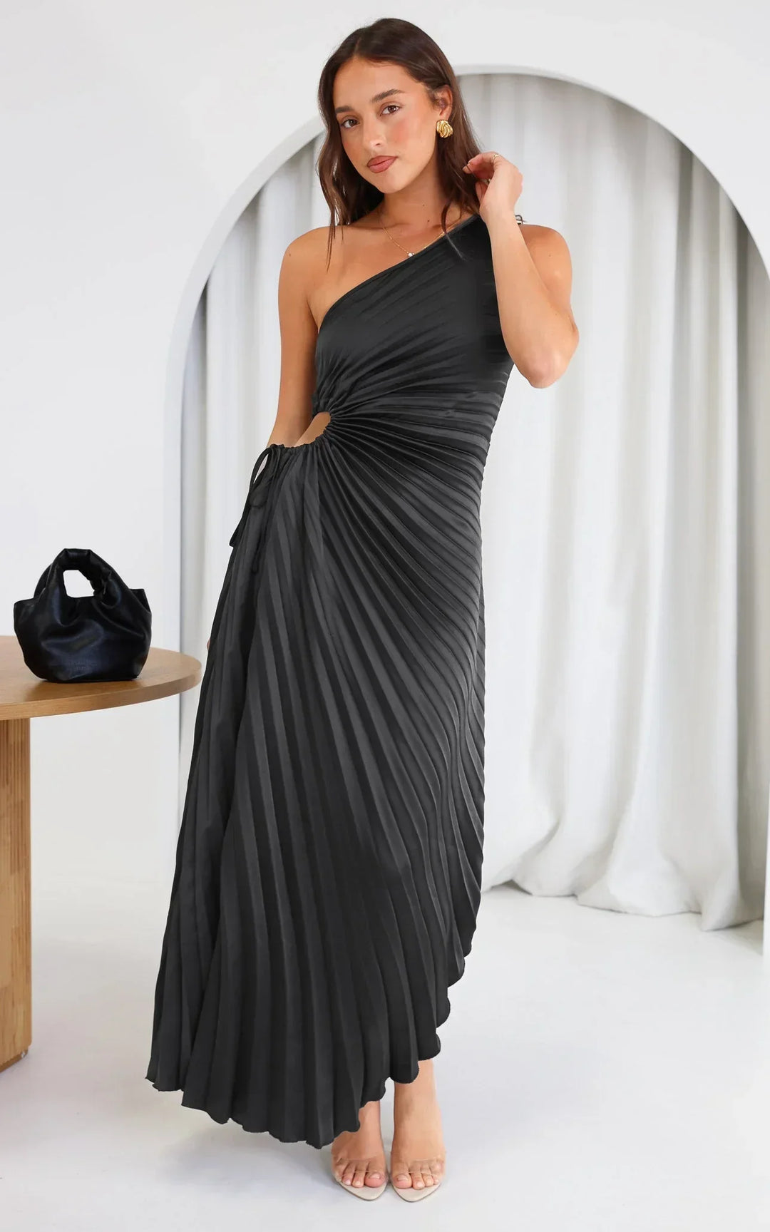 Sylviana - Robe Midi Plissée à Une Épaule