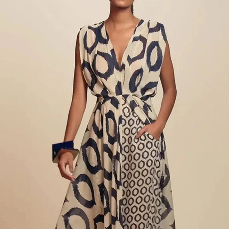 Boho | Robe Longue à Imprimé Ethnique avec Poches