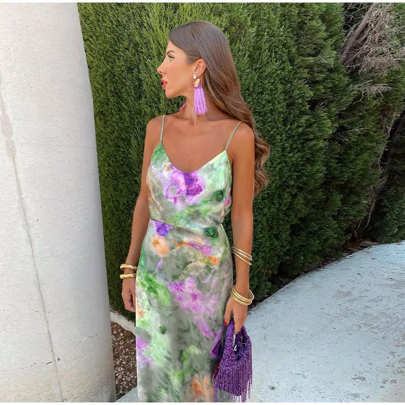 Anisten™ | Robe Longue Femme Imprimée Halo-Dye Été Bohème