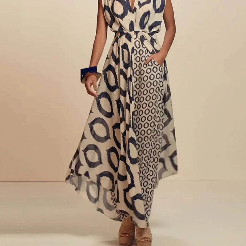 Boho | Robe Longue à Imprimé Ethnique avec Poches