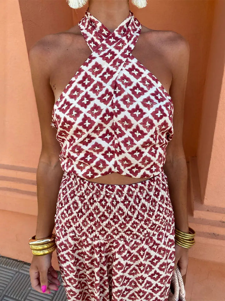 Mickay | Robe midi élégante froncée à épaules dénudées