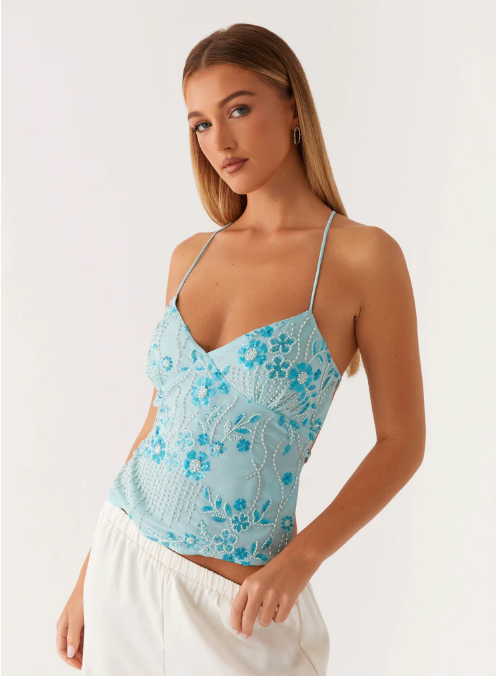 Jara : Top Halter à Paillettes