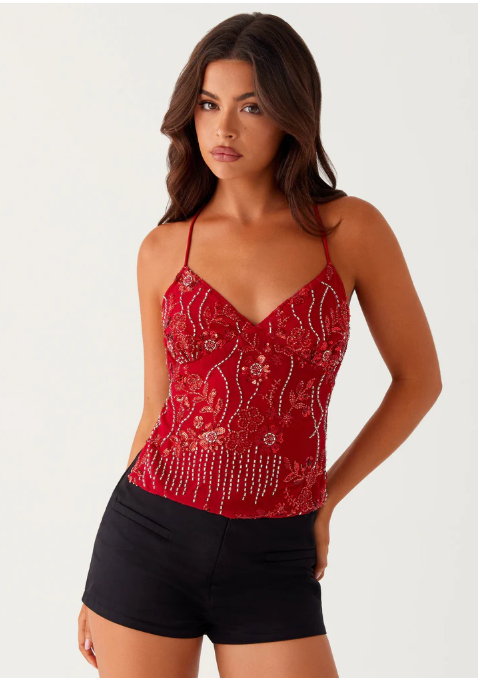 Jara : Top Halter à Paillettes