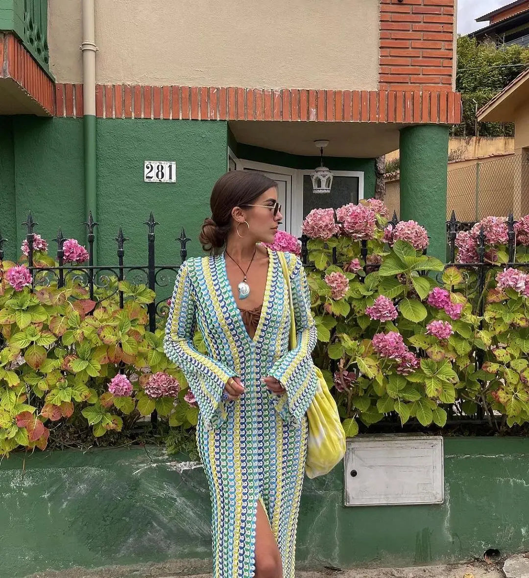 Cala Nova : Robe Maxi à Rayures Crochet
