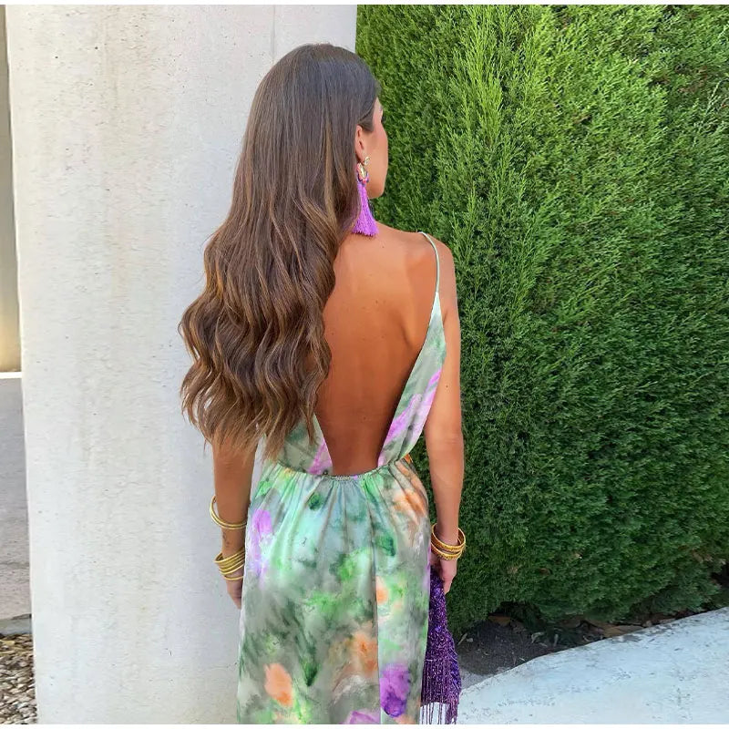 Anisten™ | Robe Longue Femme Imprimée Halo-Dye Été Bohème
