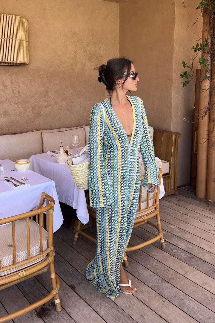 Cala Nova : Robe Maxi à Rayures Crochet