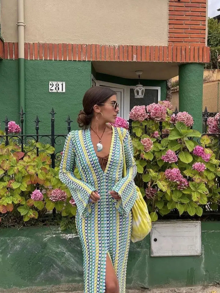 Cala Nova : Robe Maxi à Rayures Crochet
