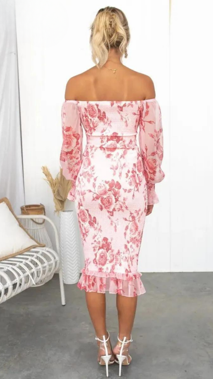 Dahlia™ | Robe Midi à Épaules Dégagées