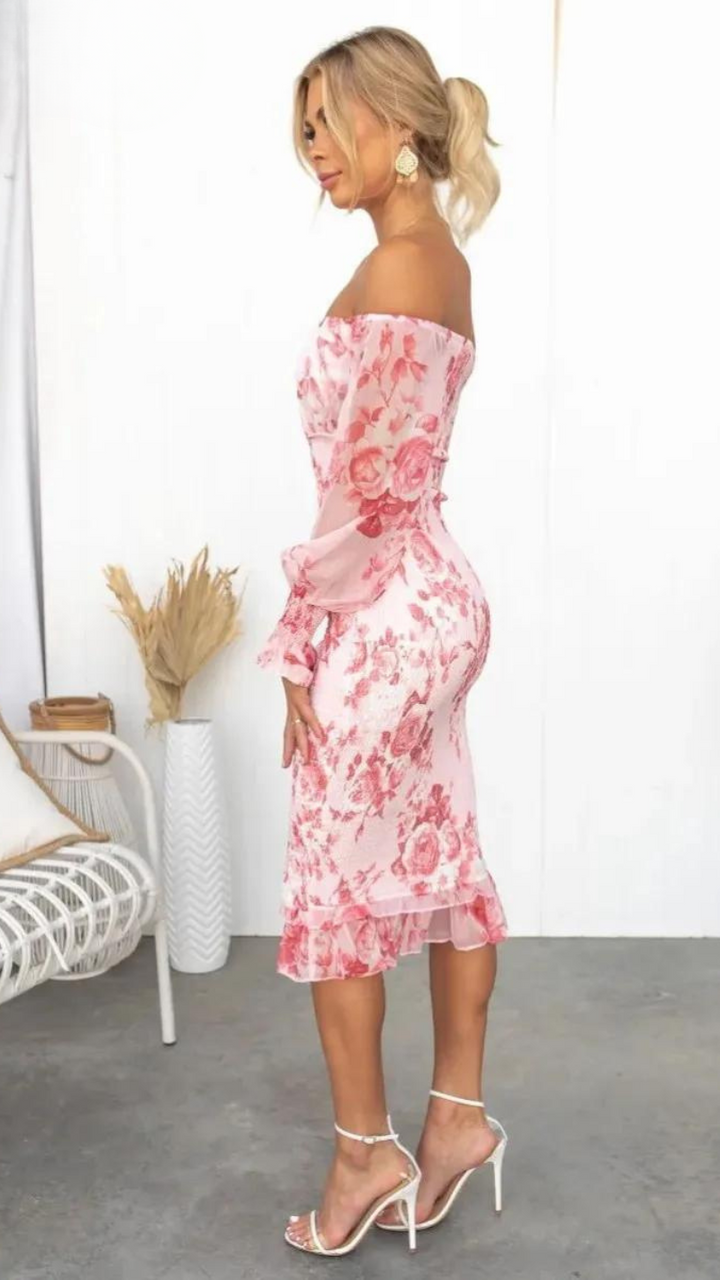 Dahlia™ | Robe Midi à Épaules Dégagées
