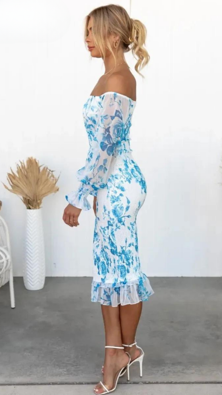 Dahlia™ | Robe Midi à Épaules Dégagées