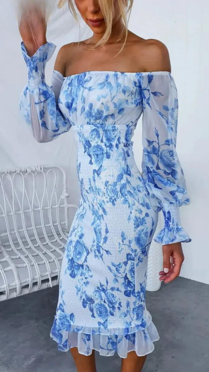 Dahlia™ | Robe Midi à Épaules Dégagées