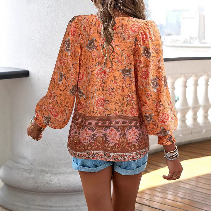 Sallie™ | Haut Bohémien Fluide à Motif Floral