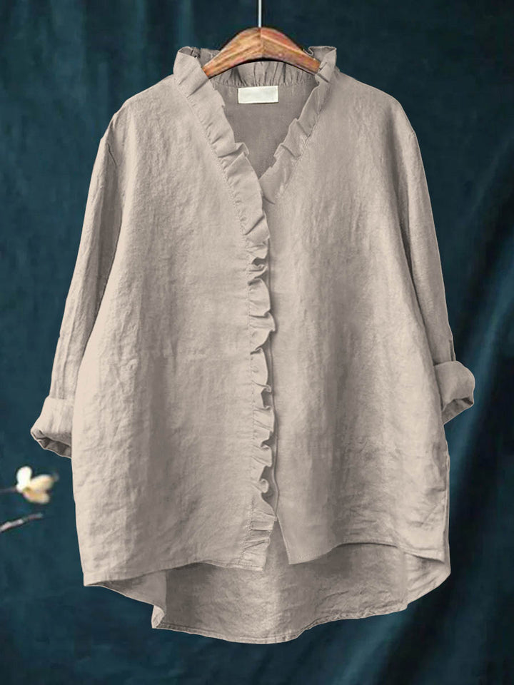 Florine | Blouse en Coton et Lin avec Volants