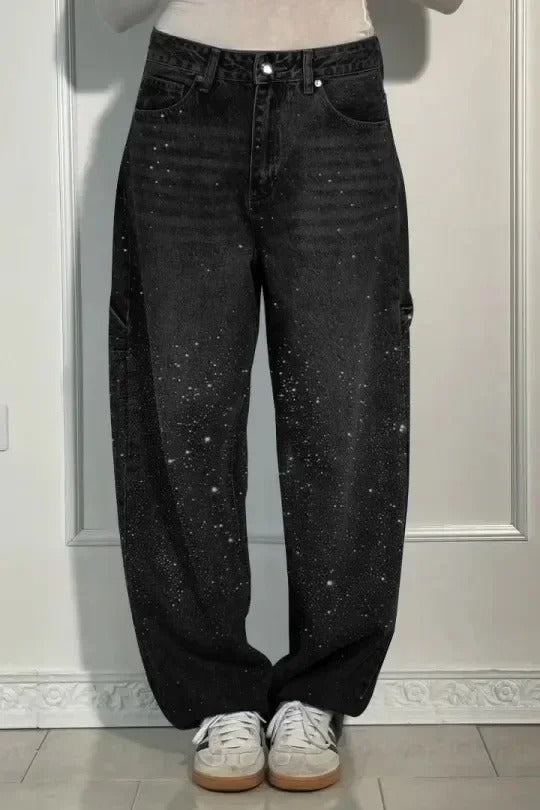 Solène | Pantalon Taille Haute à Jambes Larges avec Boutons Élégants