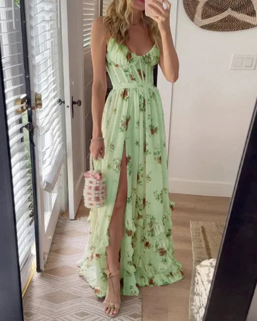 FLORÉA | Robe longue fleurie à décolleté flatteur