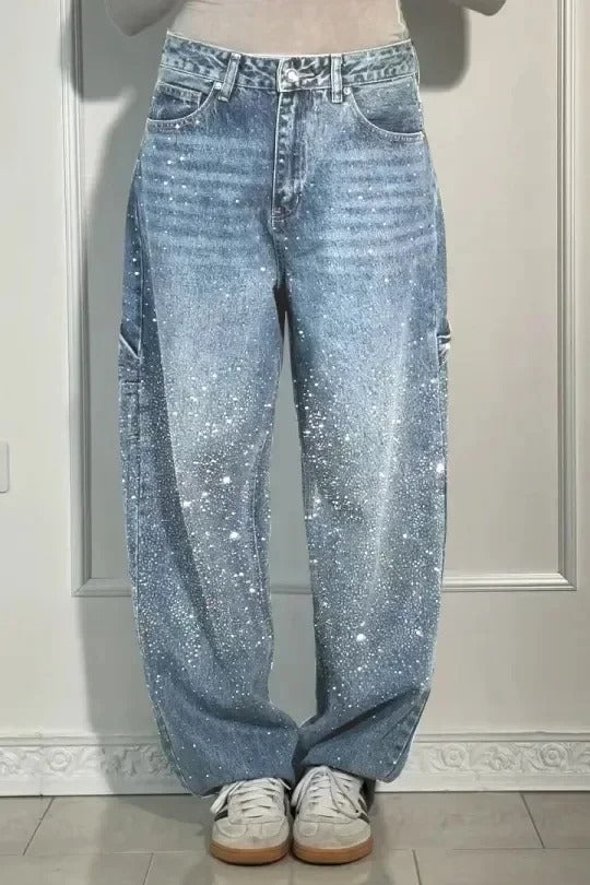 Solène | Pantalon Taille Haute à Jambes Larges avec Boutons Élégants