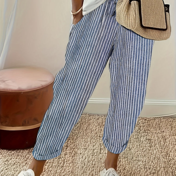 Sanna™ – Pantalons Amples avec Rayure Élégante