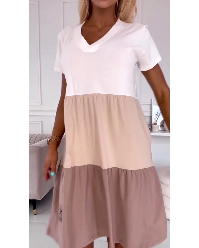 Alva | Robe décontractée à blocs de couleur avec manches courtes