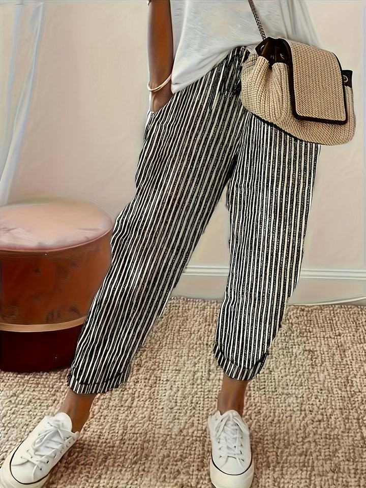Sanna™ – Pantalons Amples avec Rayure Élégante