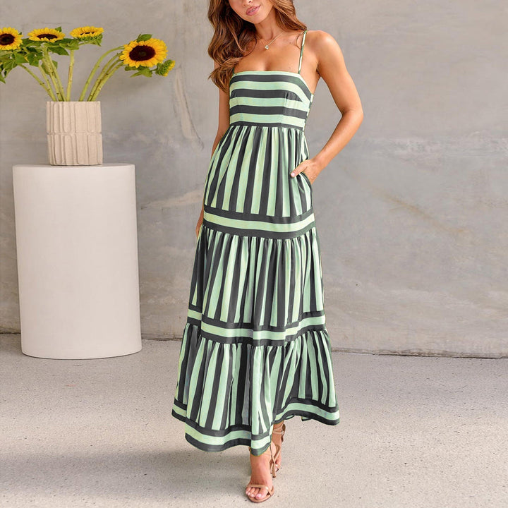 Marisol | Robe maxi rayée avec bretelles et poches